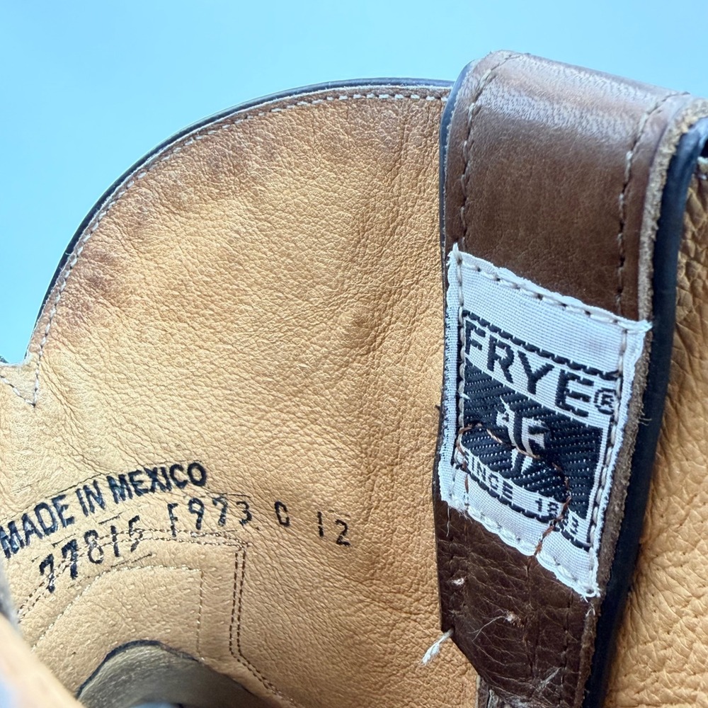 Frye Billy Short Tan Leather Western Ankle Boots Women's 10 B Cowgirl Prairie - Picture 10 of 13